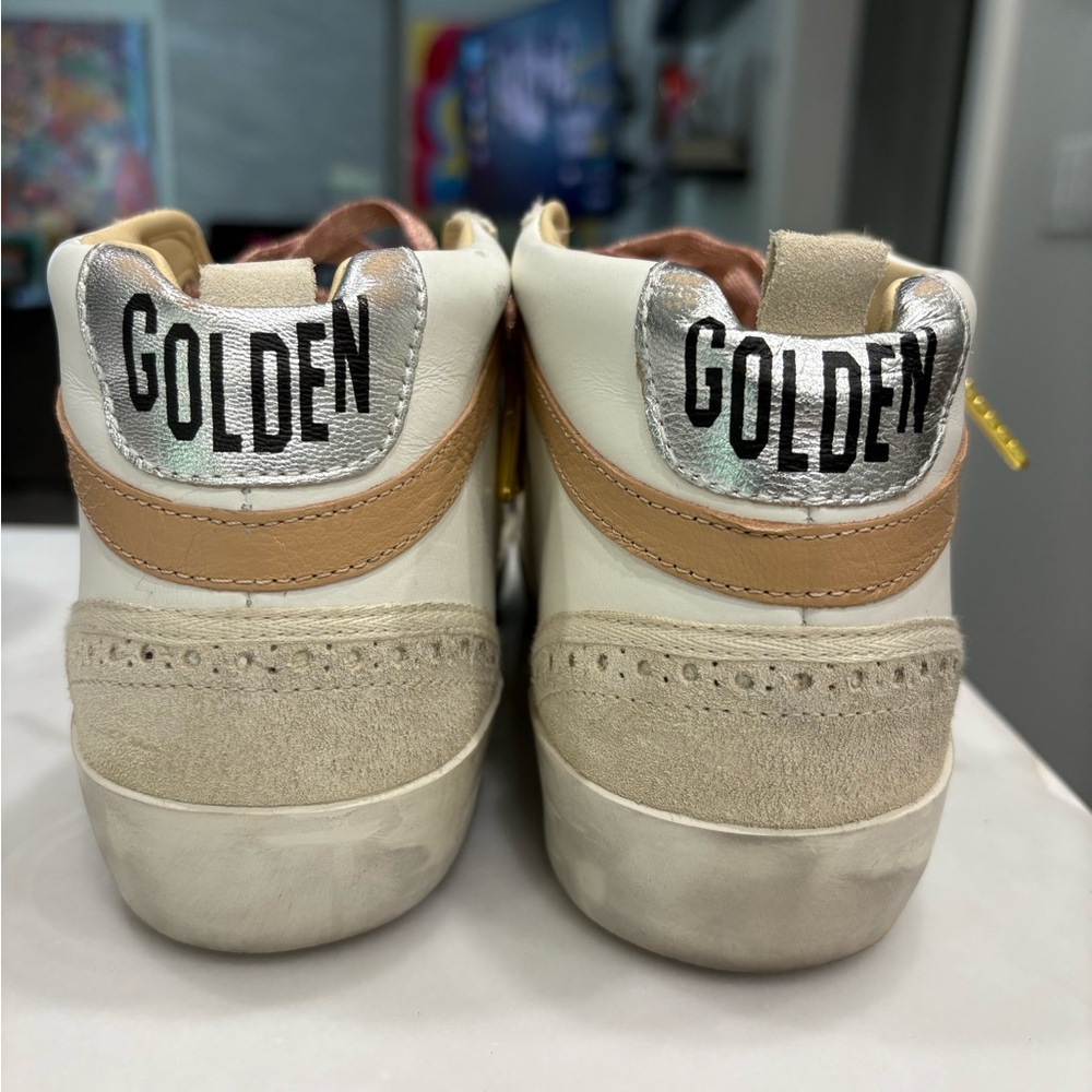 NIB Golden Goose White and Pink High-Top Sneakers 38/ 8 - Picture 3 of 4